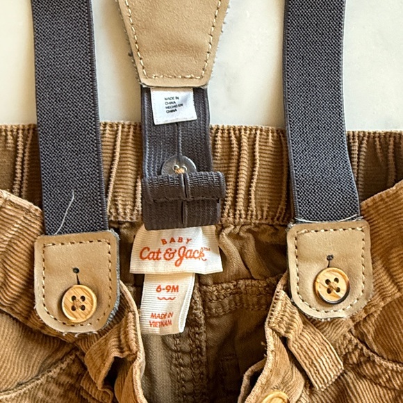 Cat & Jack Tan Kids Overalls with Suspenders - Picture 2 of 3